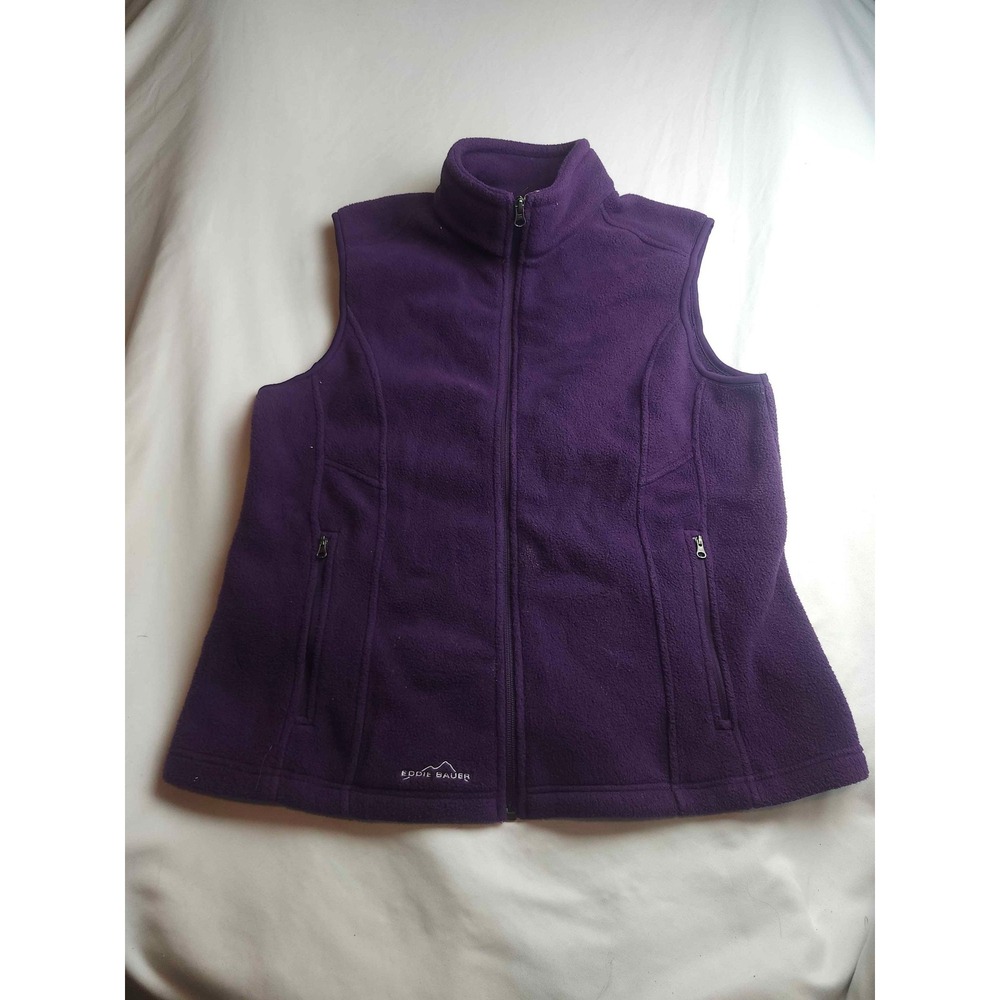 Eddie Bauerโ Womens XL Purple Fleece Full Zip Vest Sleeveless Jacket Pockets